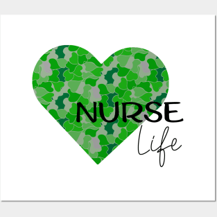 Nurse Life green camo hart design Posters and Art